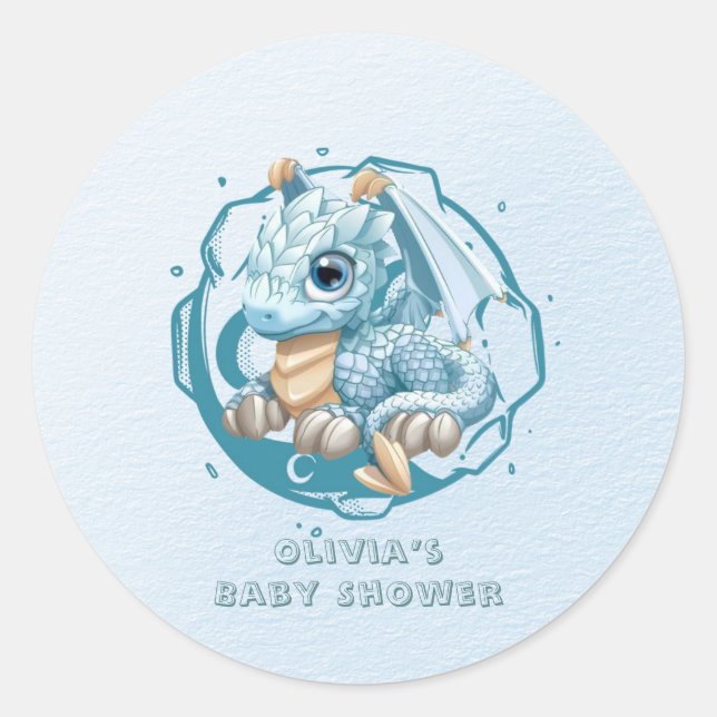 Dragon Aquamarine Astroid Boy Baby Registry Busine Classic Round Sticker (Front)