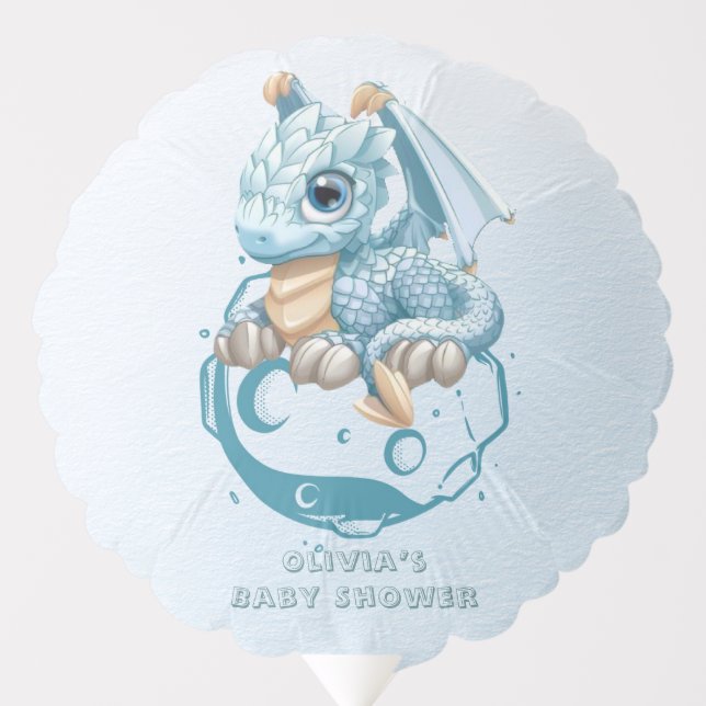 Dragon Aquamarine Astroid Boy Baby Shower Custom Balloon (Front)