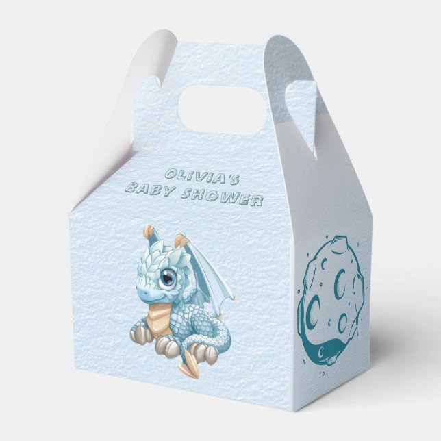 Dragon Aquamarine Astroid Boy Baby Shower  Favor Boxes (Front Side)