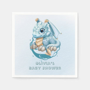 Dragon Aquamarine Astroid Boy Baby Shower Napkins