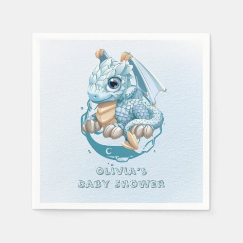 Dragon Aquamarine Astroid Boy Baby Shower Napkins