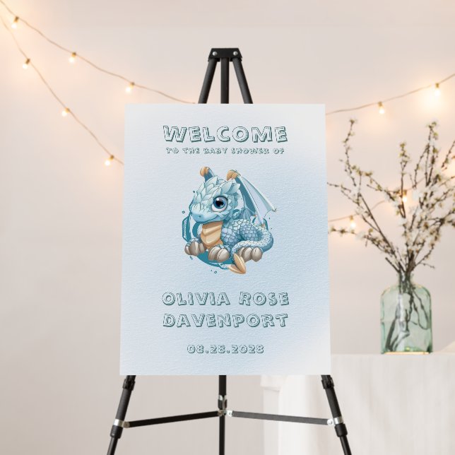 Dragon Aquamarine Astroid Boy Baby Shower Welcome  Foam Board (In Situ (Stand))