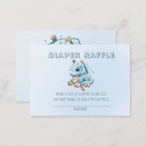 Dragon Aquamarine Blue Diaper Raffle Baby Shower Business Card