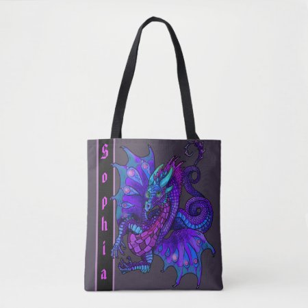 Dragon Art Nouveau style Purple Dragon Tote Bag