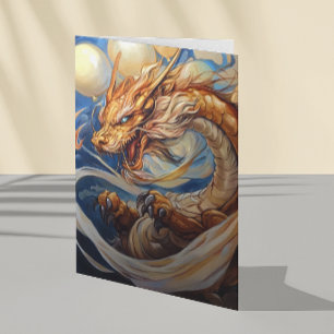 Dragon Art with Birthday Balloons Card