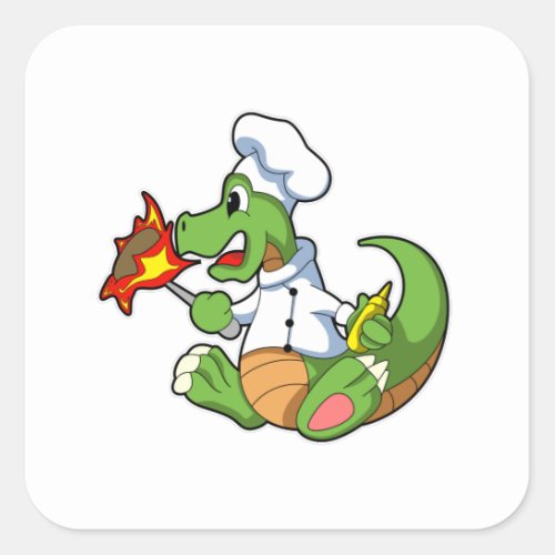 Dragon as Chef  with Cooking apron Square Sticker