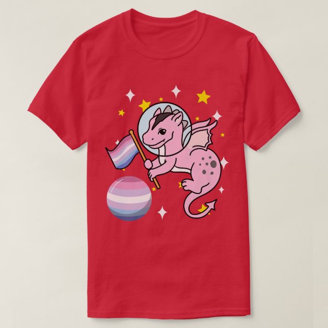 Dragon Astronaut Bigender Pride  T-Shirt (Design Front)