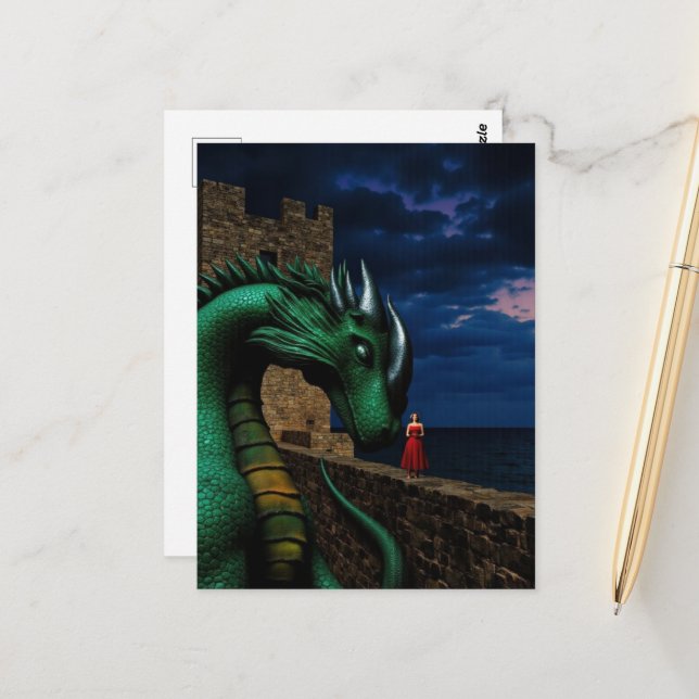 Dragon at the Castle Postcard (Front/Back In Situ)