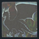 Dragon Aura Stone Coaster<br><div class="desc">Extremely cool digital art of a black dragon surrounded by blue aura</div>