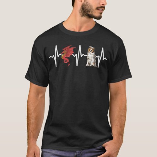 Dragon Australian Shepherd Heartbeat Dog Lover  T_Shirt