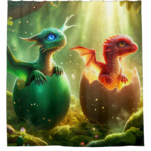 Dragon Babies Shower Curtain