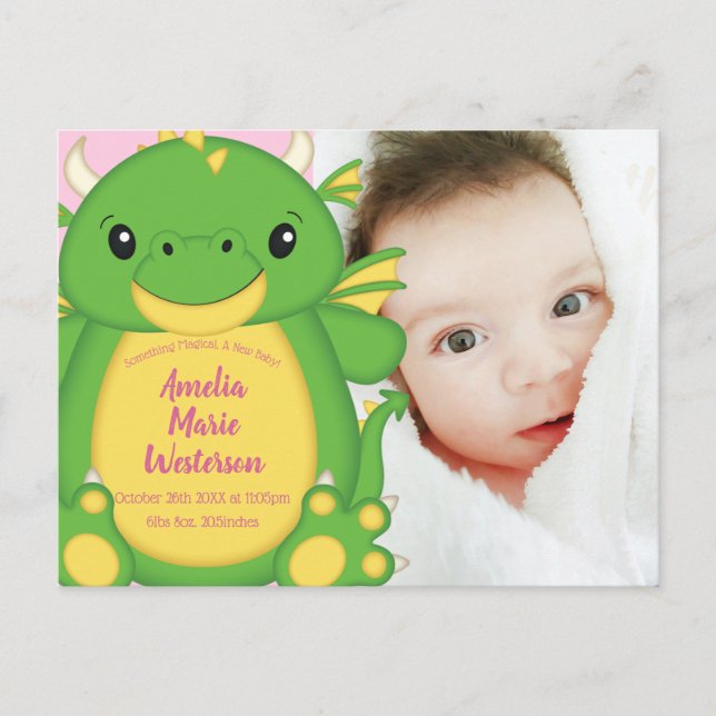 Dragon Baby Announcement Postcard (Front)