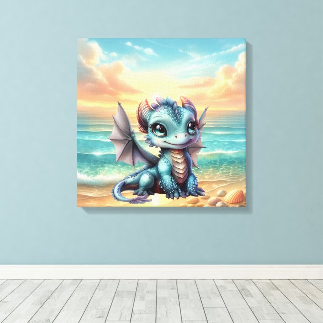 Dragon Baby Canvas Print (Insitu(Wood Floor))