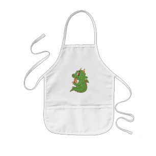 Dragon Baby Eating Yummy Pizza Slice Design Kids' Apron