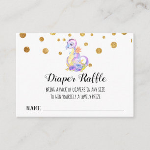 *~* Dragon Baby Girl Baby Shower Diaper Raffle Enclosure Card