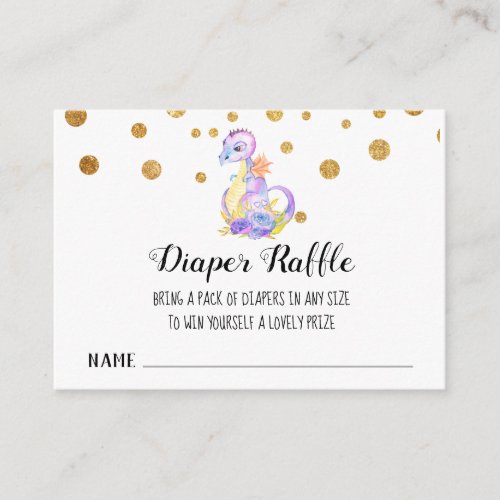 *~* Dragon Baby Girl Baby Shower Diaper Raffle Enclosure Card
