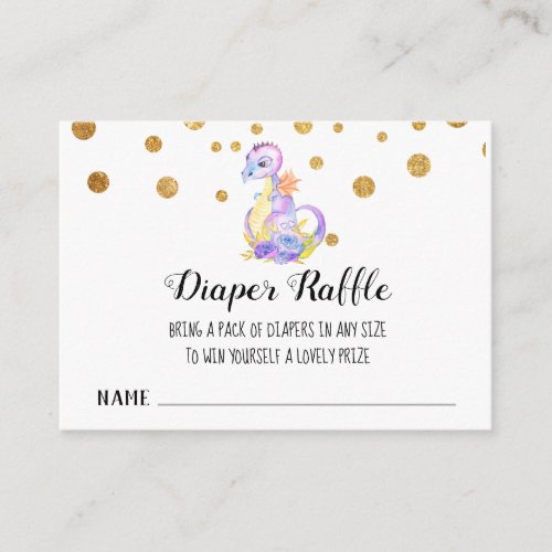  Dragon Baby Girl Baby Shower Diaper Raffle Enclosure Card