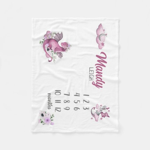 Dragon Baby Girl Milestone Blanket Dragon Newborn