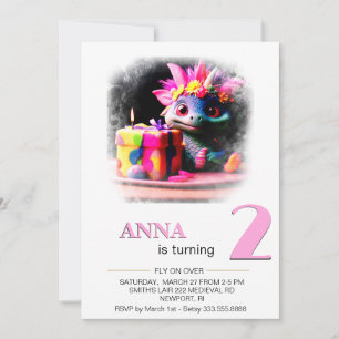 *~* Dragon Baby Photo age 2 AP88 Birthday Party Invitation