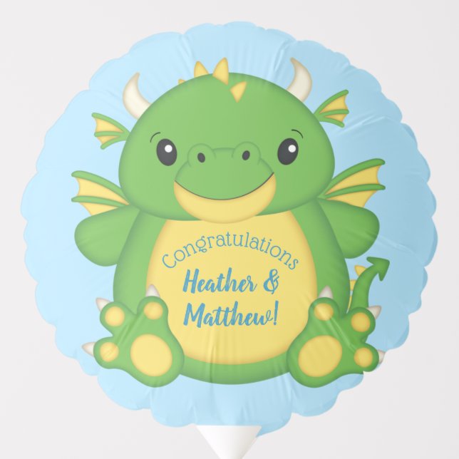 Dragon Baby Shower Blue Balloon (Front)