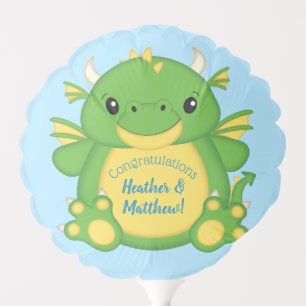 Dragon Baby Shower Blue Balloon