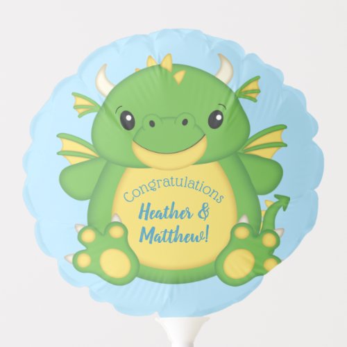 Dragon Baby Shower Blue Balloon