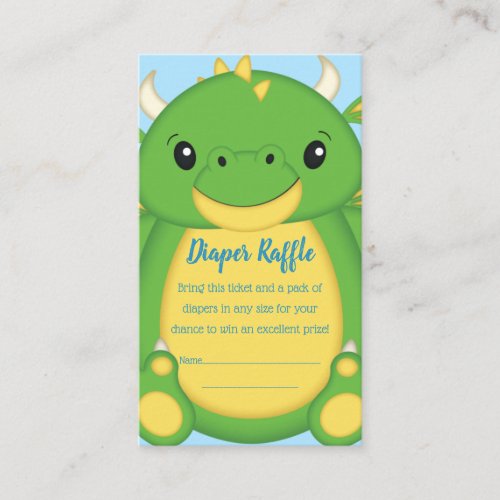 Dragon Baby Shower Blue Enclosure Card