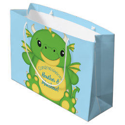 Dragon Baby Shower Blue Large Gift Bag