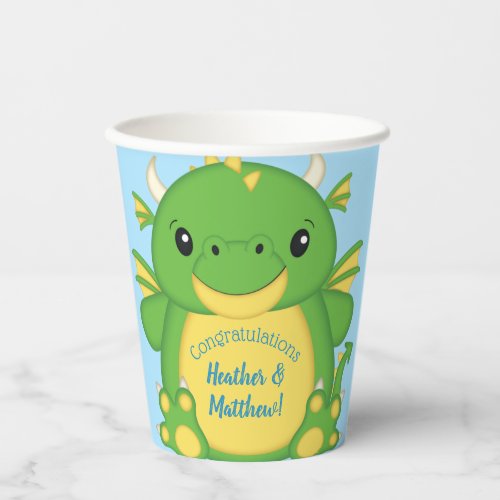 Dragon Baby Shower Blue Paper Cups