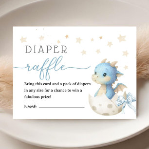 Dragon Baby Shower Boy Blue Diaper Raffle  Enclosure Card