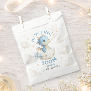 Dragon Baby Shower Boy Blue Hatching Soon Favor Bag