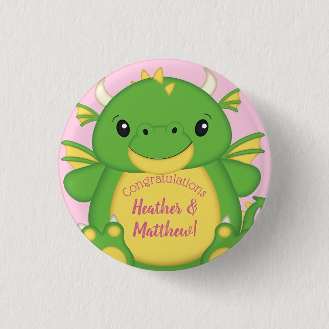 Dragon Baby Shower Button (Front)