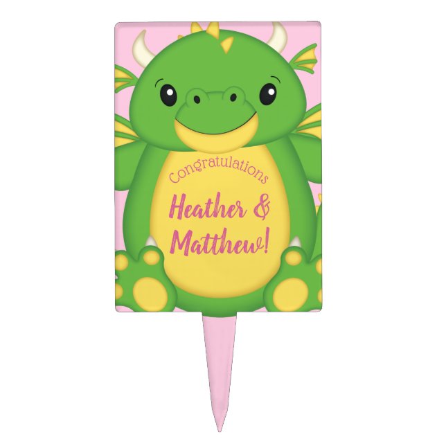 Dragon Baby Shower Cake Topper (Front)