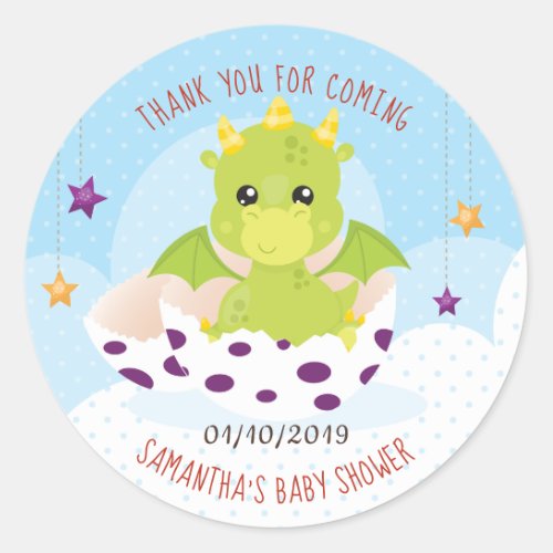 Dragon Baby Shower Classic Round Sticker
