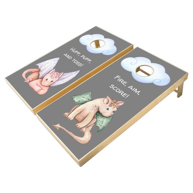 Dragon Baby Shower Cornhole Set (Angled)
