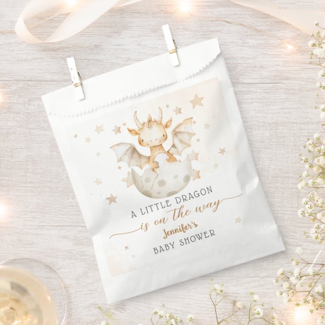 Dragon Baby Shower Cute Boho Little Dragon Favor Bag (Clipped)