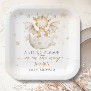 Dragon Baby Shower Cute Boho Paper Plates