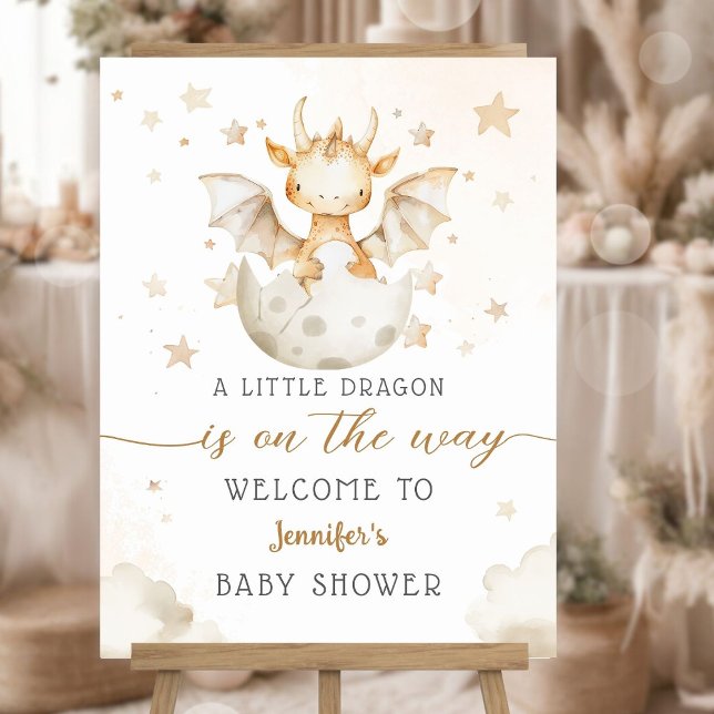 Dragon Baby Shower Cute Boho Welcome Sign (Creator Uploaded)