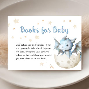 Dragon Baby Shower Cute Boy Blue Books For Baby Enclosure Card