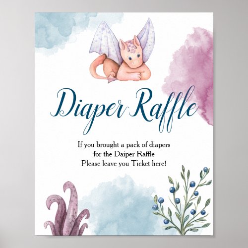 Dragon Baby Shower Diaper Raffle Poster Sign