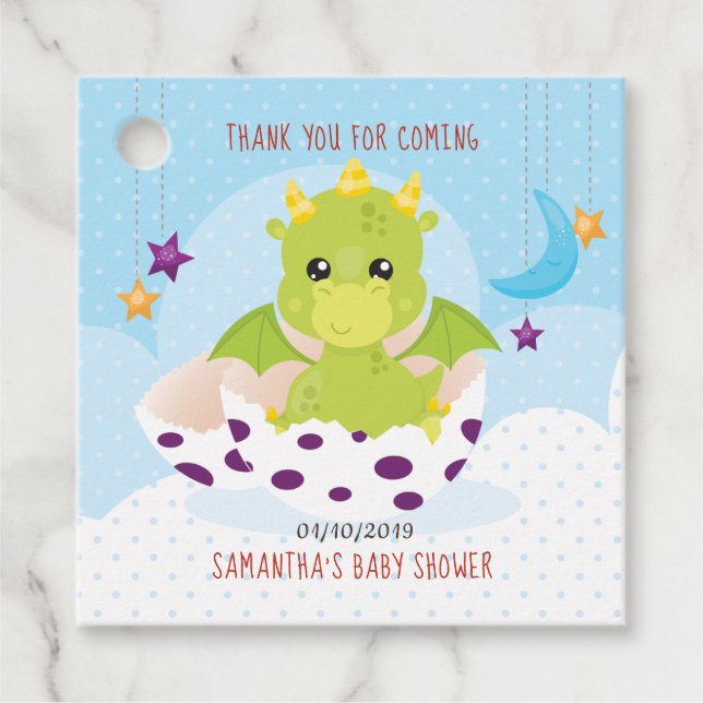 Dragon Baby Shower Favor Tags (Front)