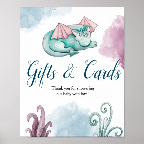 Dragon Baby Shower Gift and Cards Display Poster