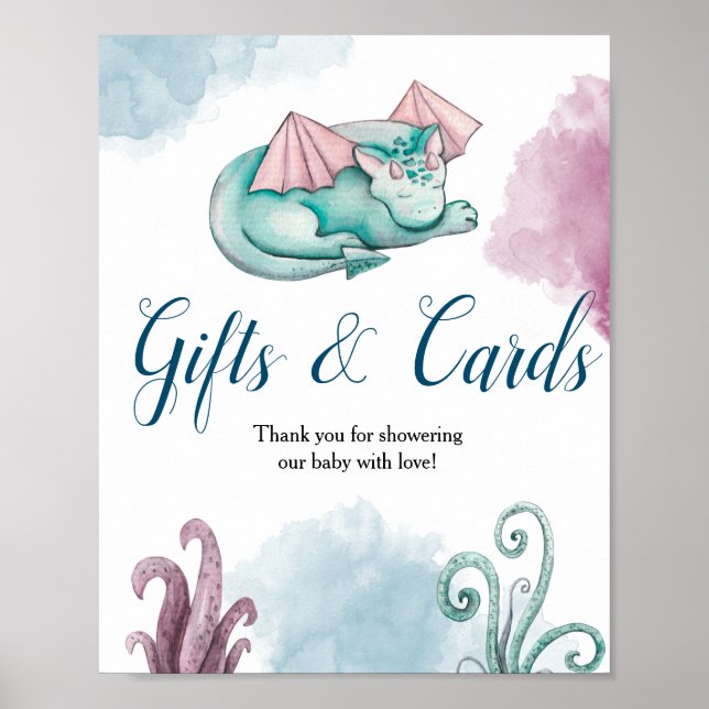 Dragon Baby Shower Gift and Cards Display Poster (Front)