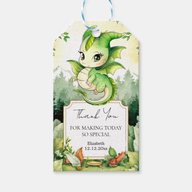 Dragon Baby Shower Gift Tags (Front)