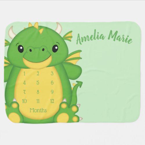 Dragon Baby Shower Green Baby Blanket