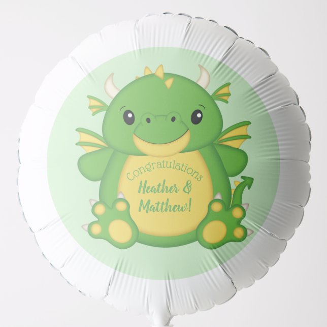 Dragon Baby Shower Green Balloon (Front)