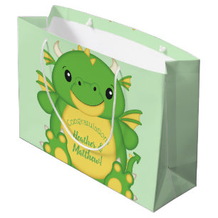 Dragon Baby Shower Green Large Gift Bag