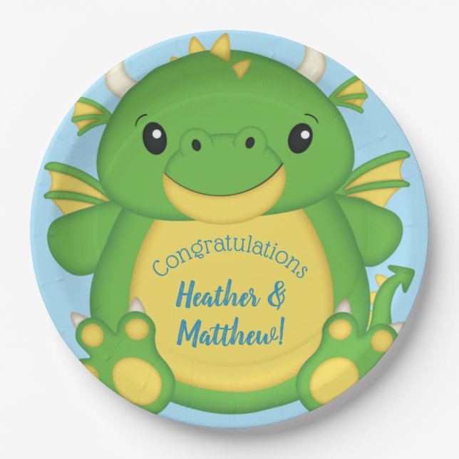 Dragon Baby Shower Paper Plates (Front)