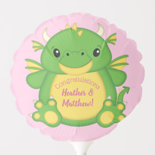 Dragon Baby Shower Pink Balloon