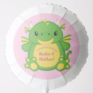 Dragon Baby Shower Pink Balloon